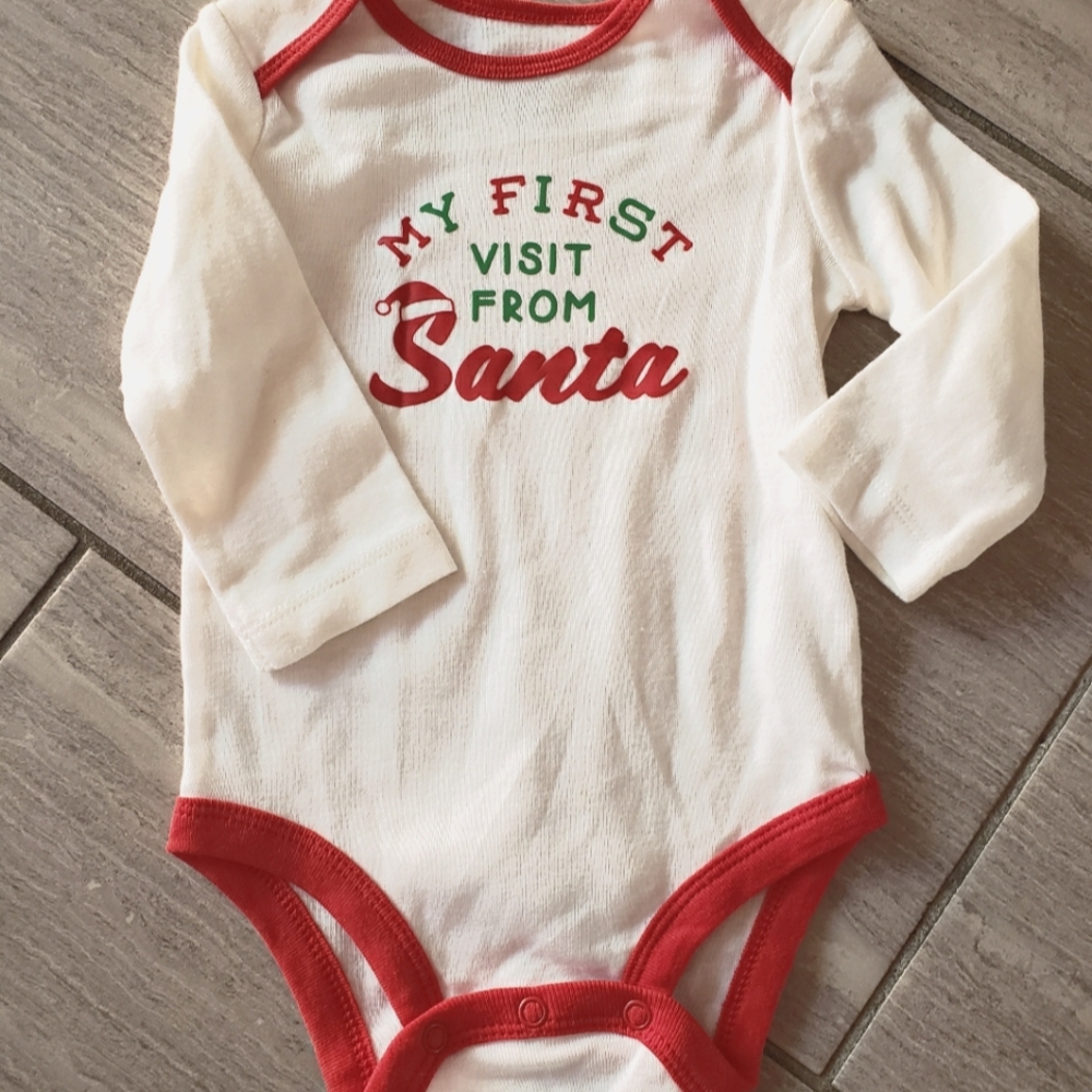 NWT 🎅 My First Visit from Santa Carter's White Long Sleeve Bodysuit